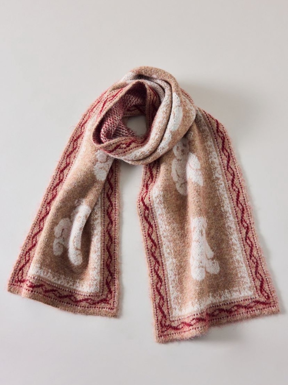 Urban Outfitters Teddy Bear Pattern Knit Scarf NWT - Picture 2 of 7